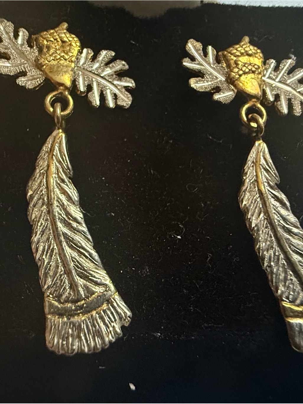 Gold Wash Over Sterling Silver Acorn And Leaves Drop Earrings - Women Jewelry